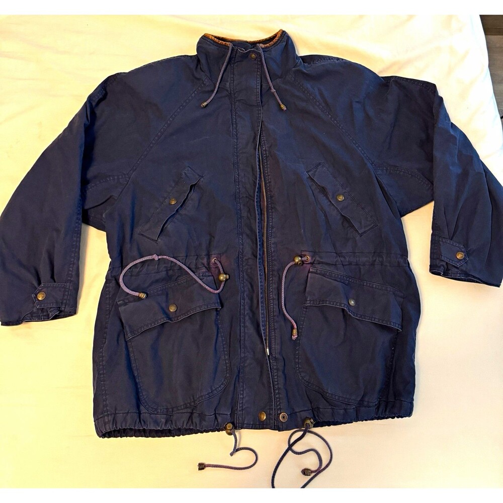Forenza Men's Blue Field Jacket Insulated Lined Zip/Button Stand-Up Collar M